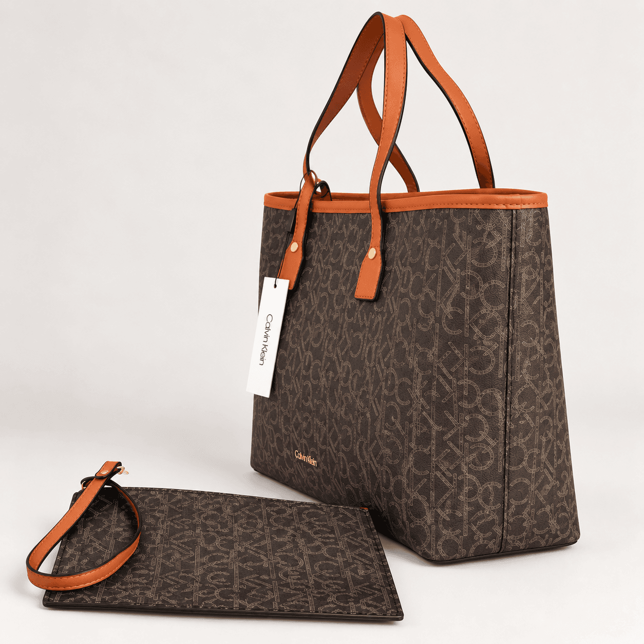 Calvin Klein Tote en color marrón, vista lateral