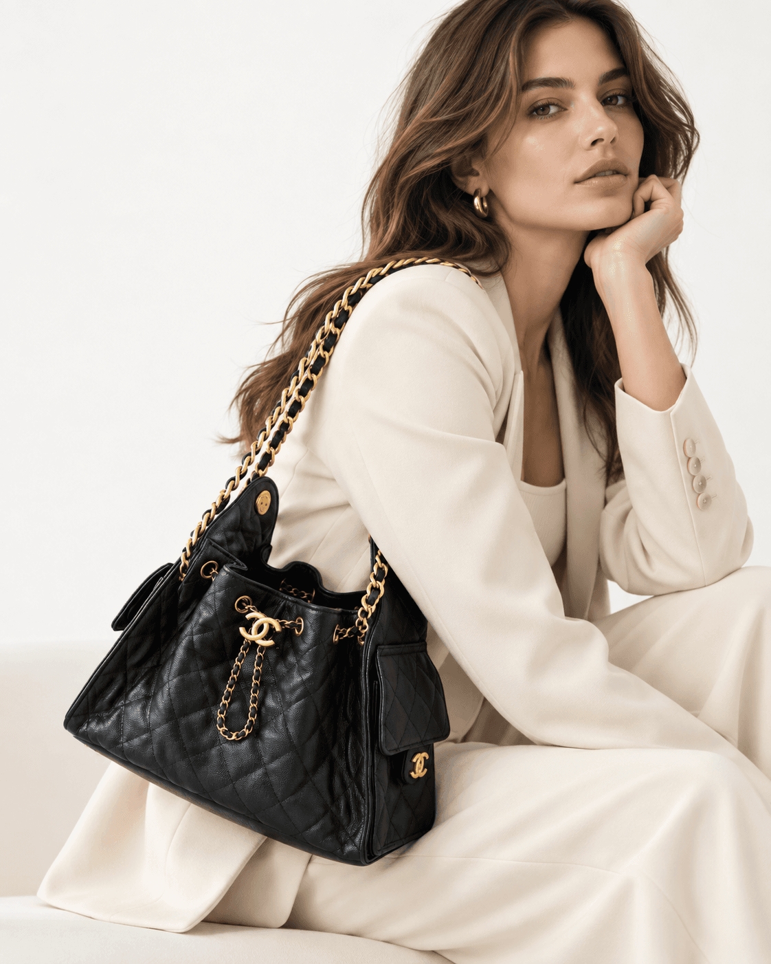Chanel Bag 25L en color negro, en uso