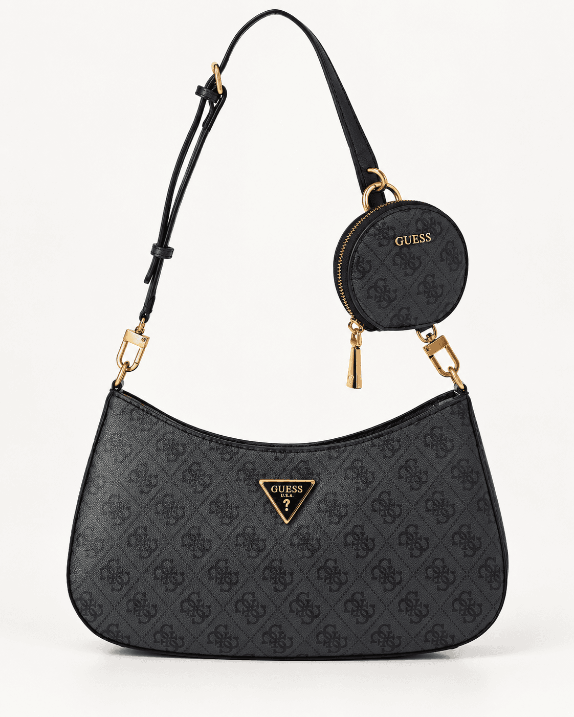 Guess Shoulder Bag Alexie en color negro, vista frontal