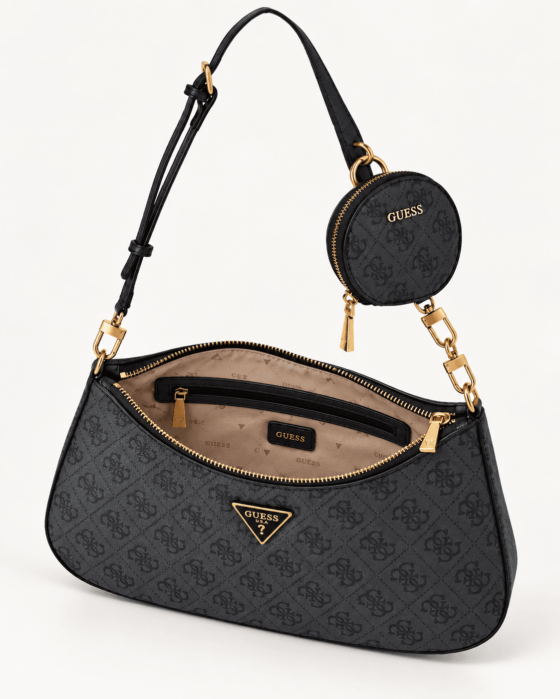 Guess Shoulder Bag Alexie en color negro, interior