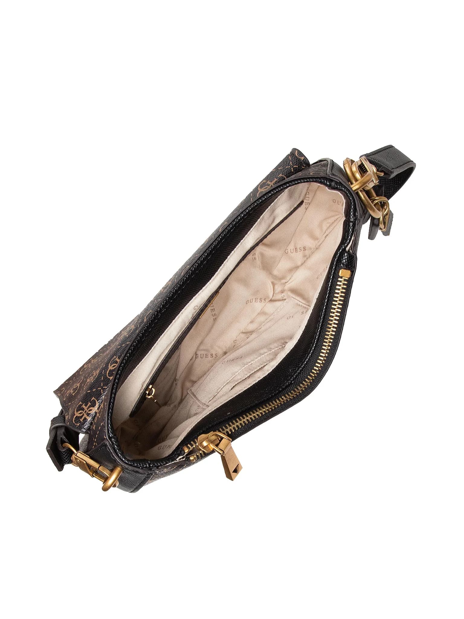 Guess Shoulder Bag Cordelia en color marrón, interior