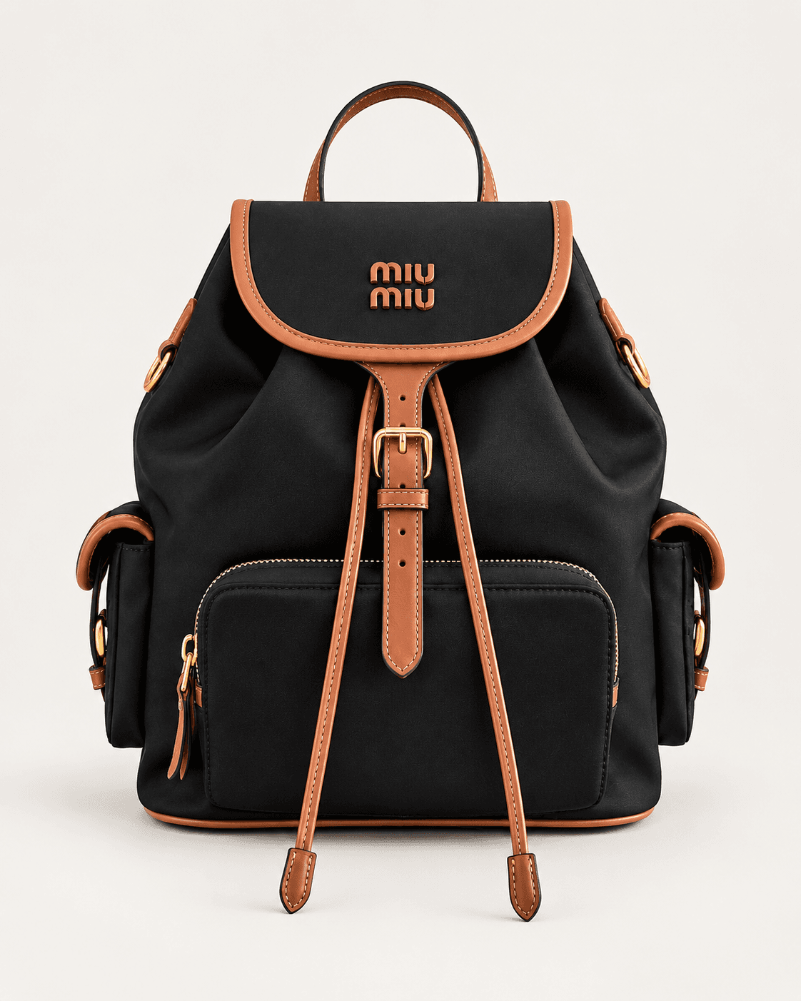 Mochila Miu Miu negra, vista frontal